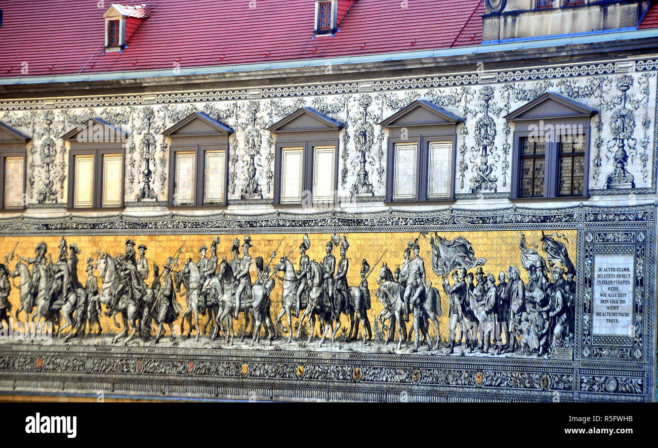 world's largest porcelain picture - fÃ¼rstenzug with 23,000 tiles from meiÃŸen porcelain Stock Photo