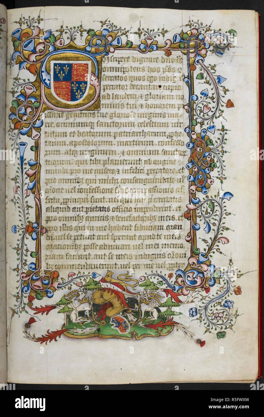 Illuminated initial 'S'(uscipere) with the arms of Humfrey, Duke of ...