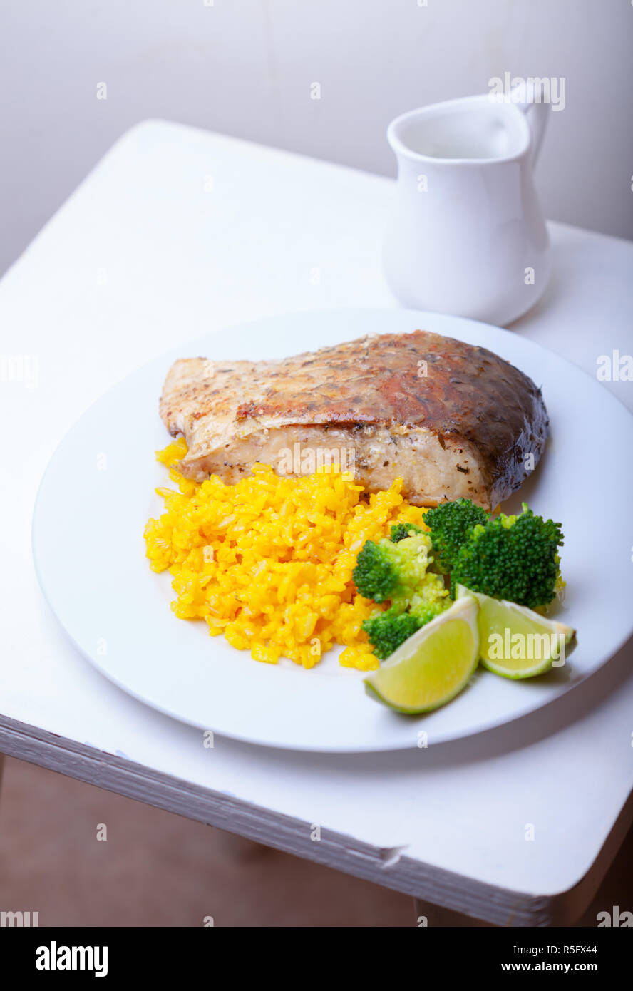 Healthy Fish Dinner Stock Photo - Alamy