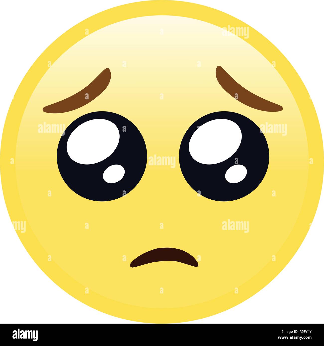 The isolated yellow face pleading begging eyes icon Stock Vector