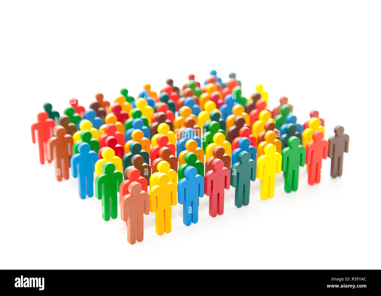 Colorful painted group of people figures on white background Stock Photo