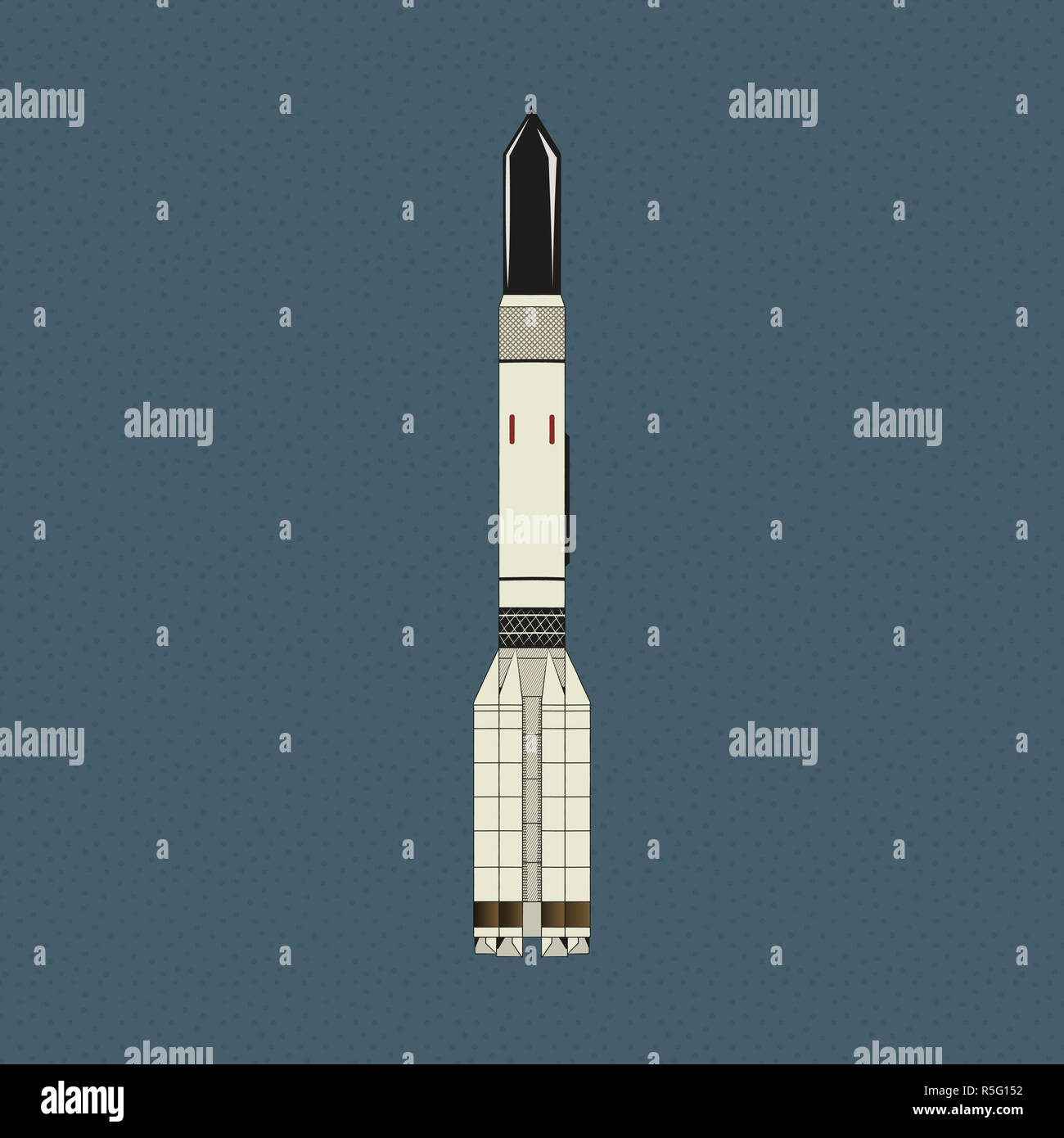 Space shuttle illustration. Stock illustration in flat design style. Stock isolated on dot background Stock Photo