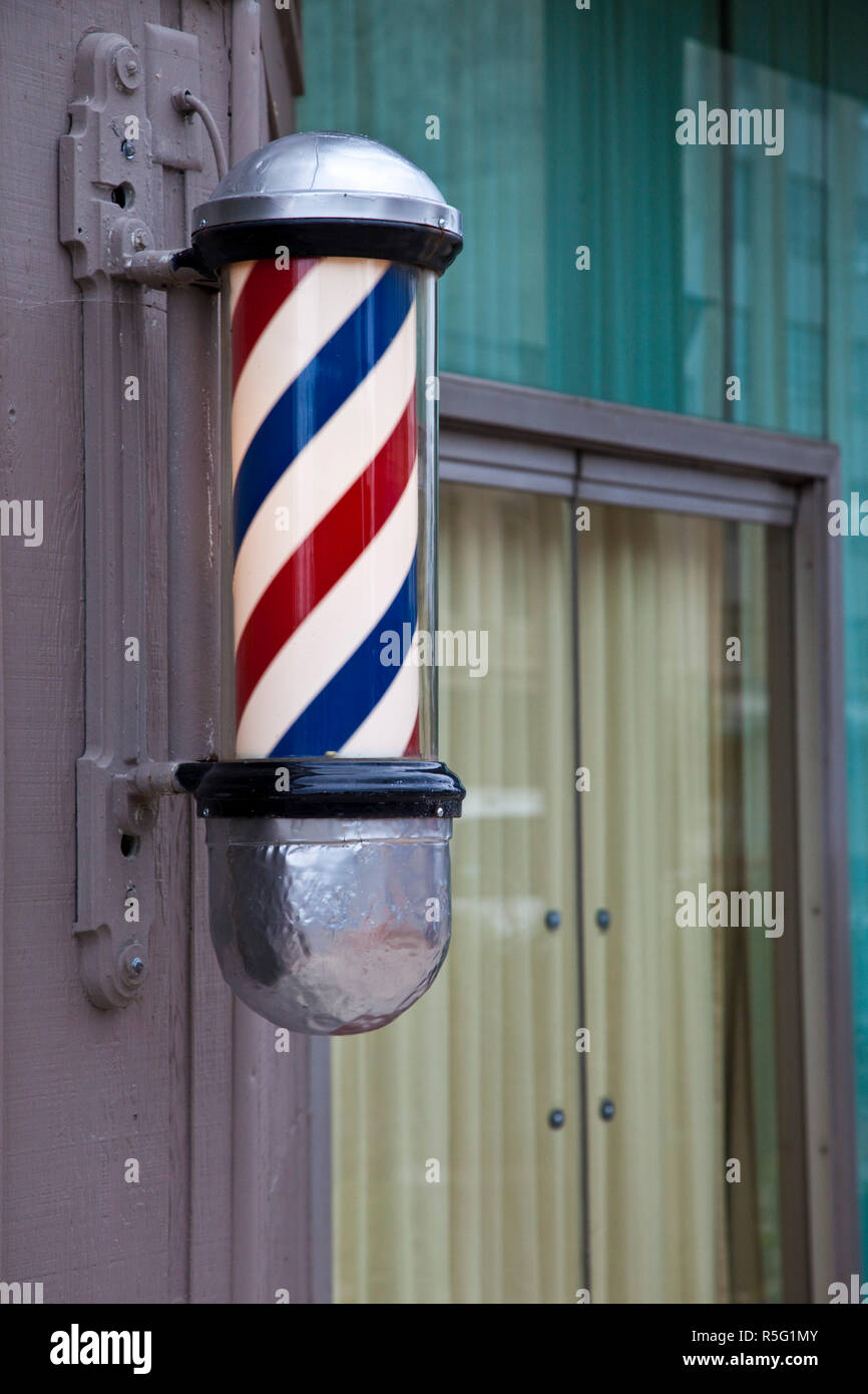 USA, Alabama, Decatur, barber shop pole Stock Photo