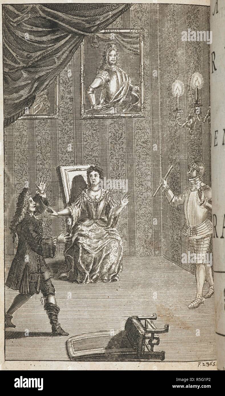 Illustration for the play by Shakespeare, 'Hamlet'. The works of Mr William Shakespear; in six volumes Revis'd and corrected ... Jacob Tonson: London, 1709. Source: 2302.b.14 volume 5 page 2365. Language: English. Stock Photo