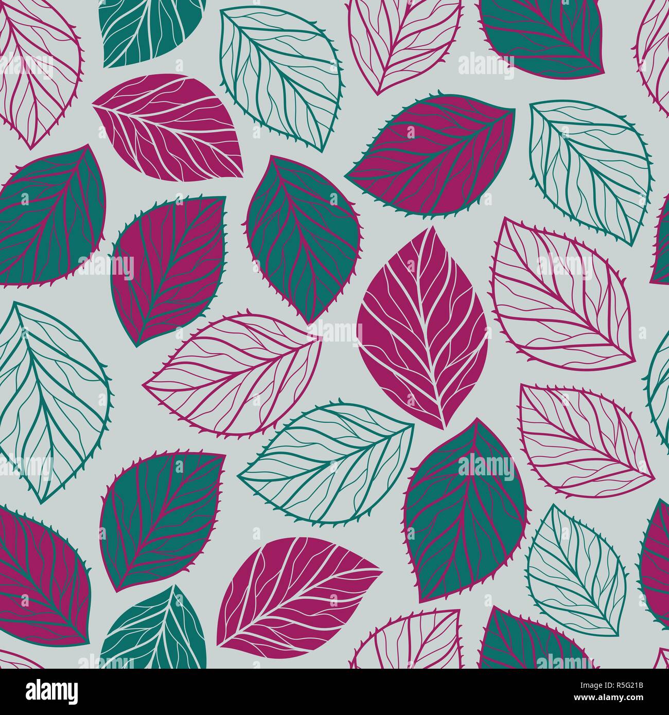 Purple and Green leaves seamless vector pattern Stock Vector Image
