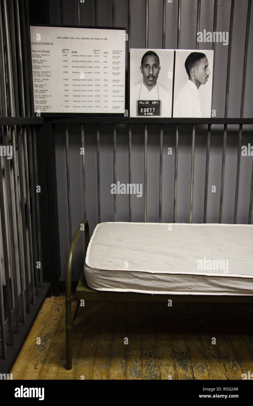 USA, Alabama, Selma, National Voting Rights Museum and Institute, museum display of jail cell Stock Photo