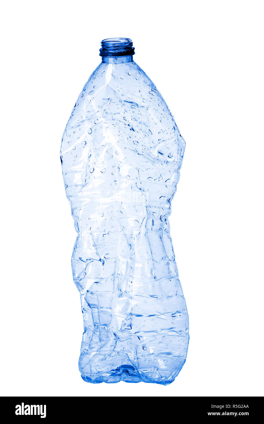 empty plastic waste bottle isolated on white background, clipping-path included Stock Photo