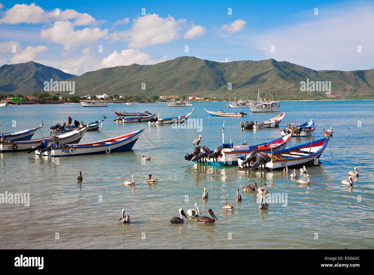 Venezuela, Nueva Esparta, Isla FDe Margarita - Margarita Island, Juangriego, iFshing boats in Juangriego harbour Stock Photo
