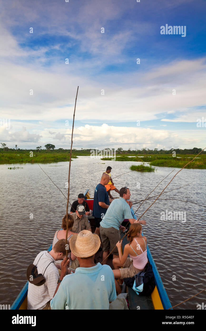 Venezuela, Delta Amacuro, Orinoco Delta, Tigre River, Tourists Piranha fishing Stock Photo