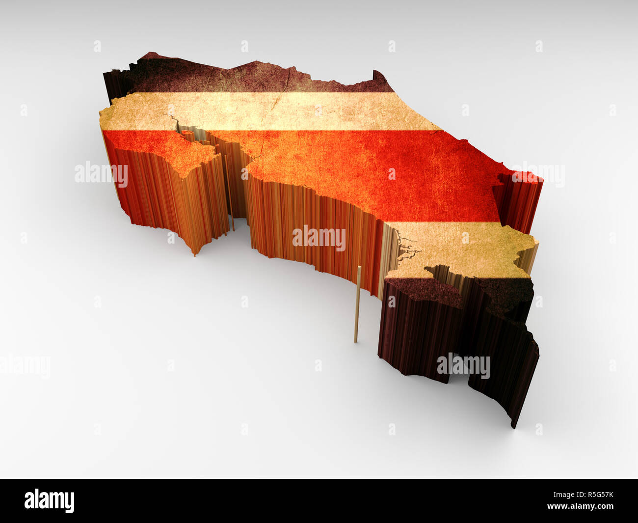 Spain 3d textured map with a Spanish flag on a white background Stock ...