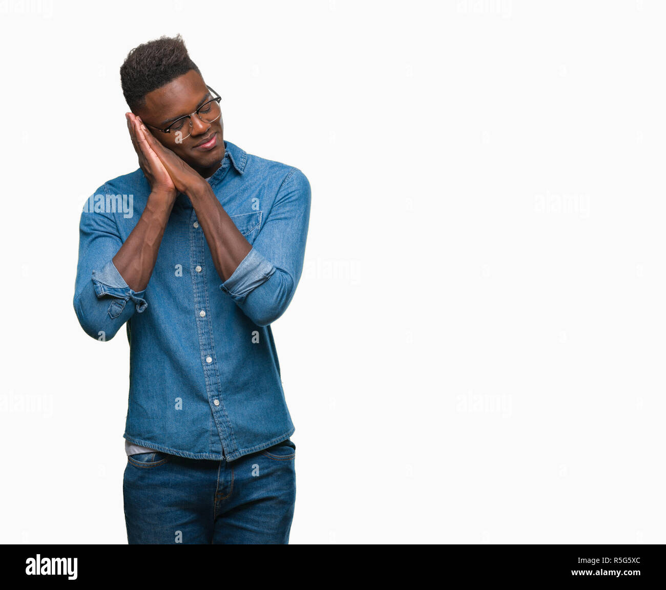 Peaceful smiling african american Cut Out Stock Images & Pictures - Alamy