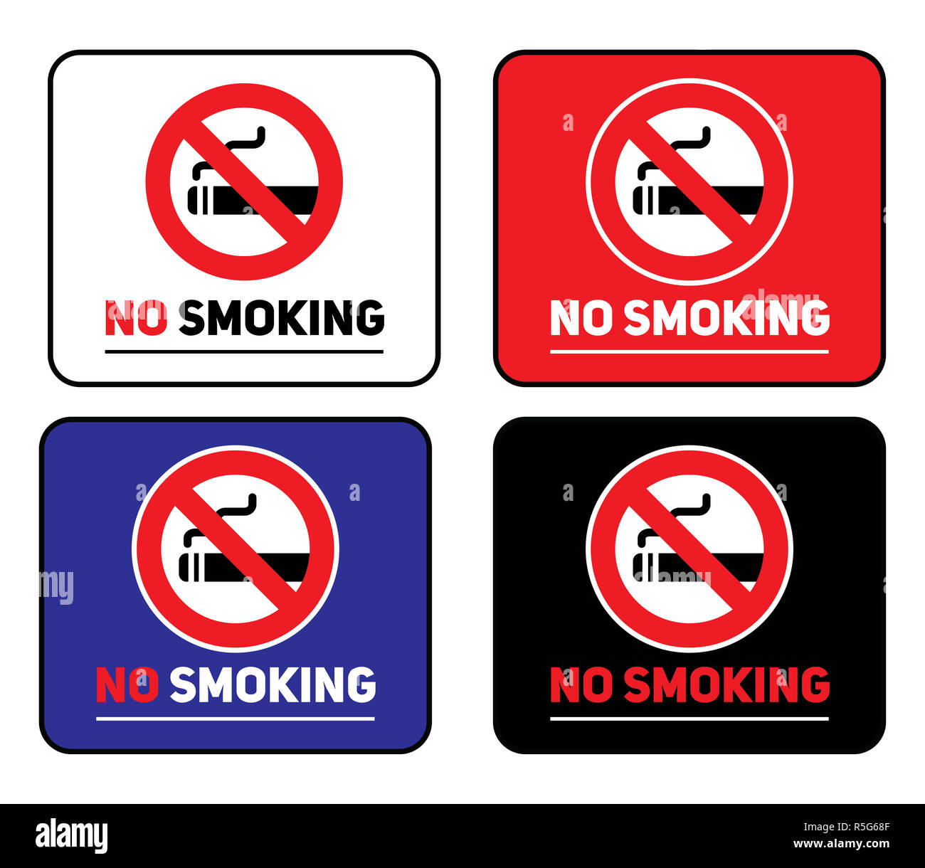 Labels set No smoking stickers Stock Photo