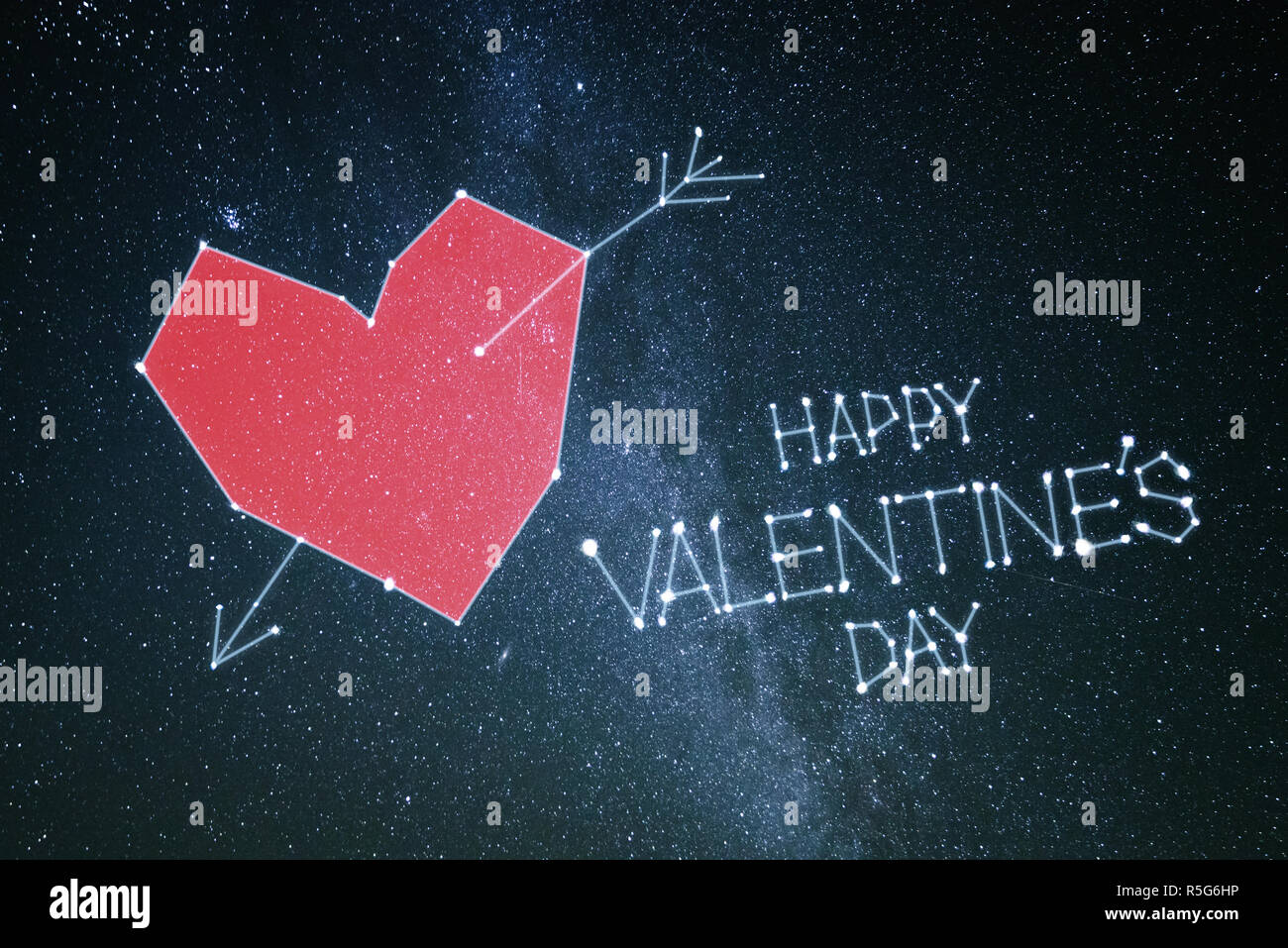 Happy Valentine's day. Greeting card with red heart and lettering on a ...