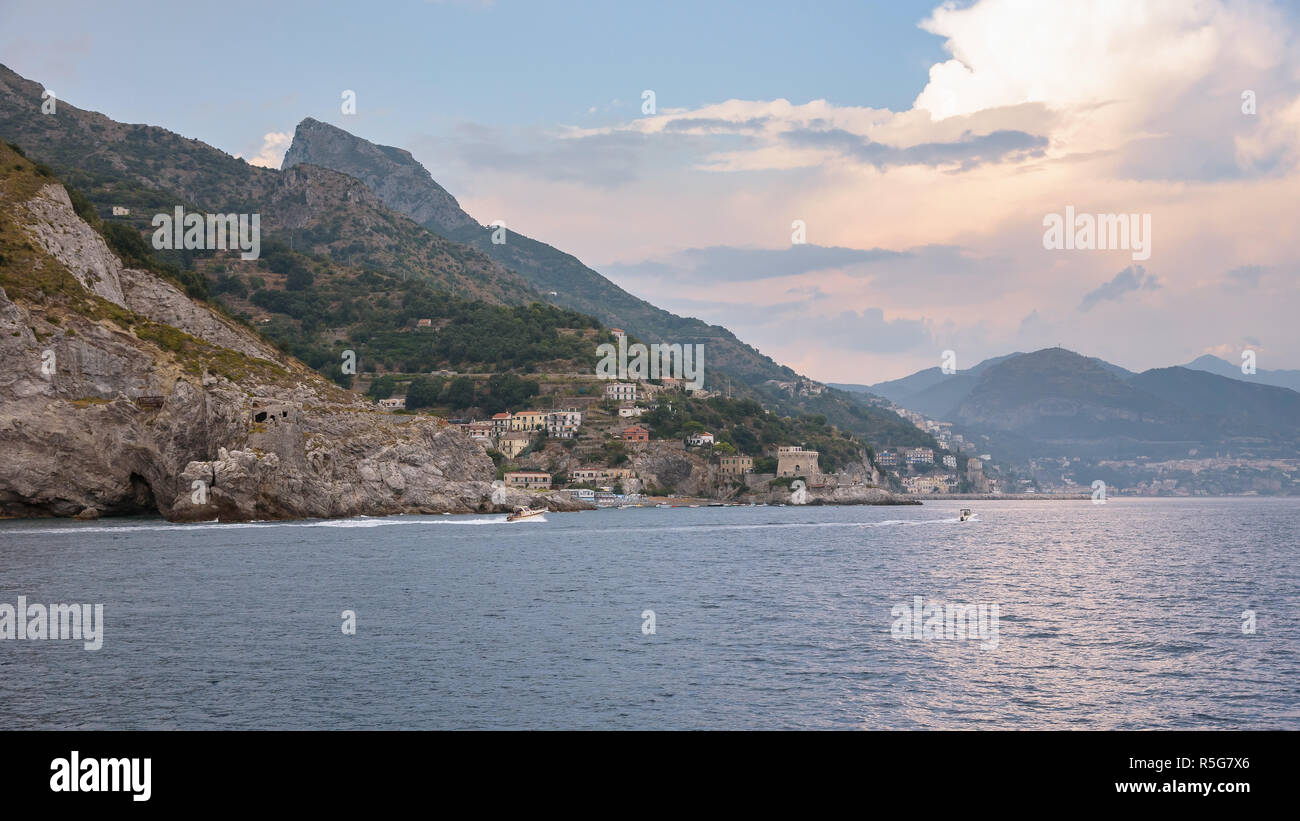 amalfi coast at sunset Stock Photo - Alamy