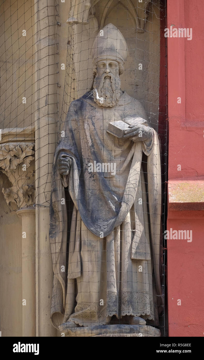 Statue of Saint on the portal of the Marienkapelle in Wurzburg, Bavaria, Germany Stock Photo