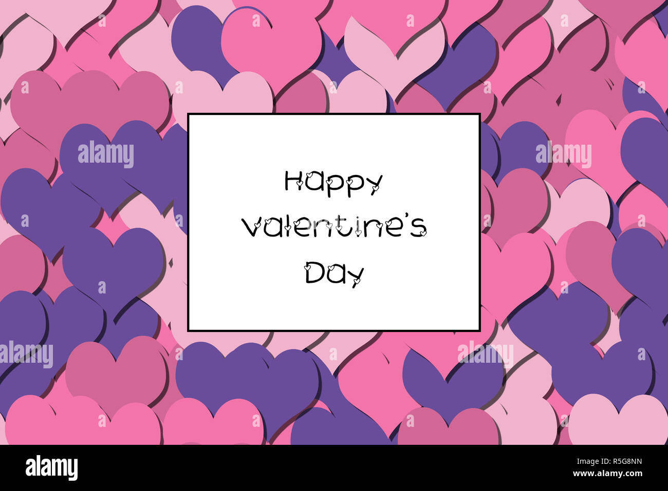 Happy Valentine s Day love card with Pink hearts as a background Stock ...