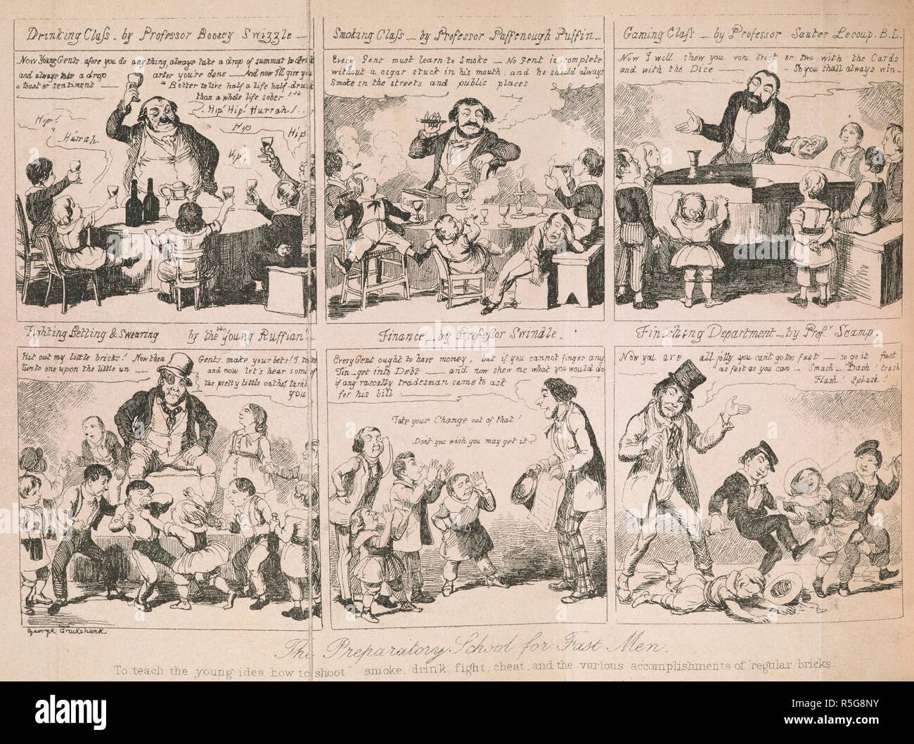 'The Preparatory School for Fast Men'. Teachings for junior scoundrels. The Comic Almanack. London : Charles Tilt, [1834-52]. Source: C.58.c.7. Language: English. Stock Photo