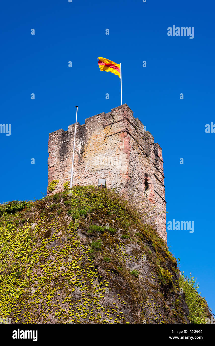 view of the castle tower of the old castle complex in hornberg in the black forest Stock Photo
