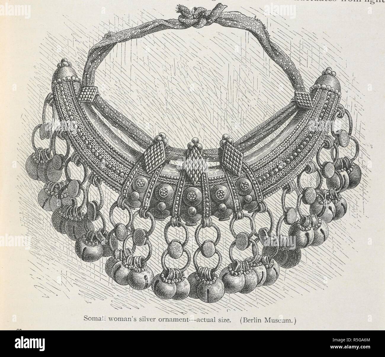 A Somali woman's silver ornament- actual size. The history of mankind / Trans from the second German edited by A. J. Butler. v. 3, 1898. [S.l.] : Macmillan, 1896-1898. Source: 572*3343* vol II, f.485 detail. Language: English. Author: Ratzell, Friedrich. Stock Photo