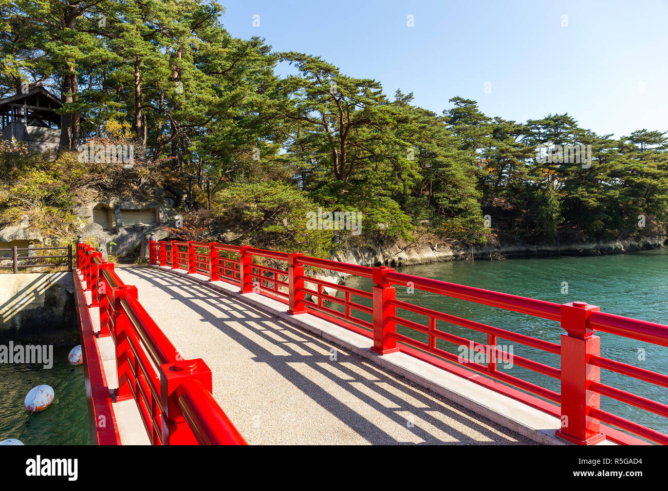 Matsushima and red bridge Stock Photo - Alamy