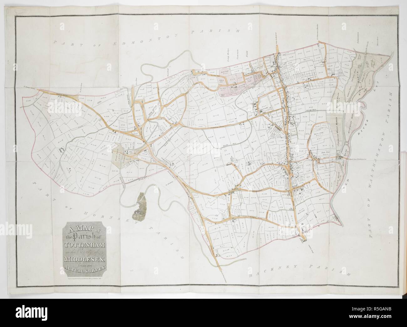 A map of Tottenham. A Map of the Parish of Tottenham in the County of  Middlesex from an actual survey. Tottenham, 1818. Source: 577.d.26.  Language: English Stock Photo - Alamy