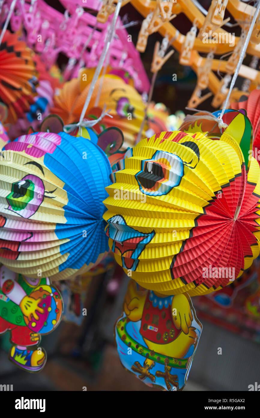 Colourful decorations for the Mid Autumn moon festival, Old Quarter, Hanoi, Vietnam Stock Photo