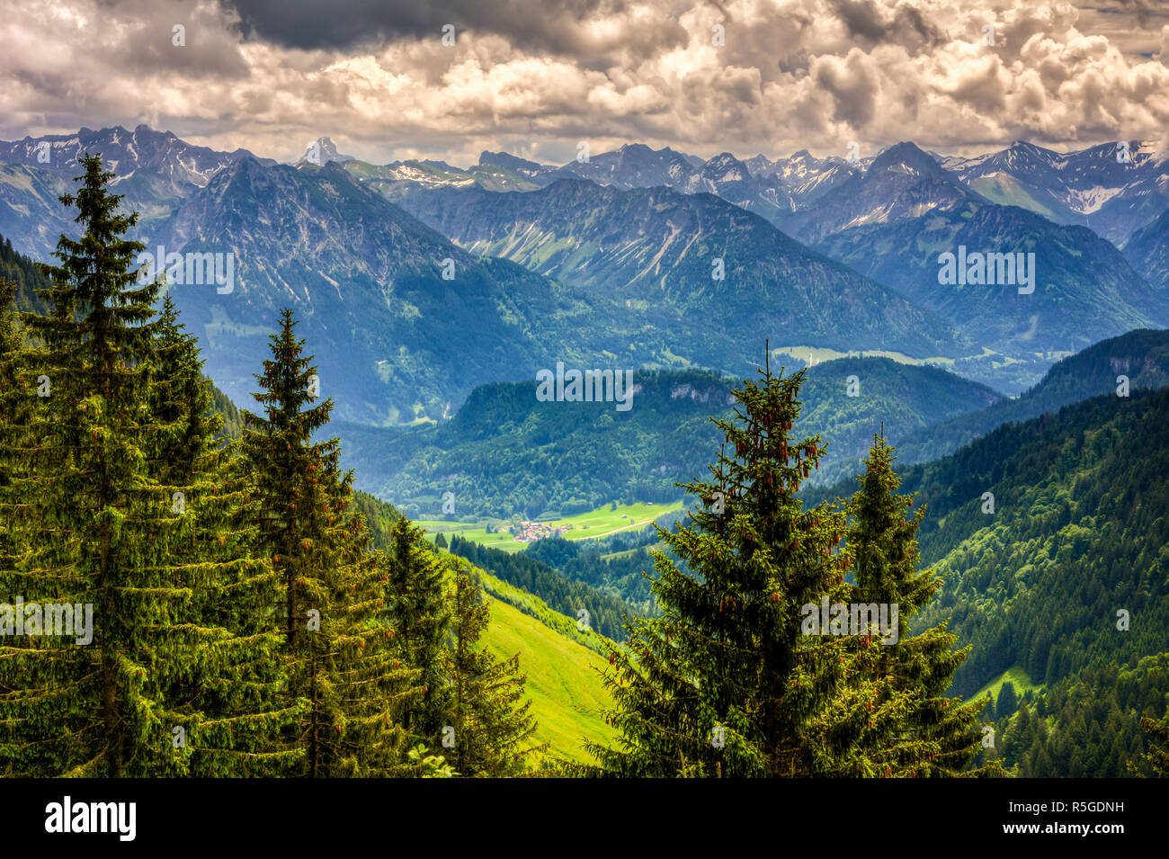 Mountain landscape in the AllgÃ¤u Stock Photo - Alamy
