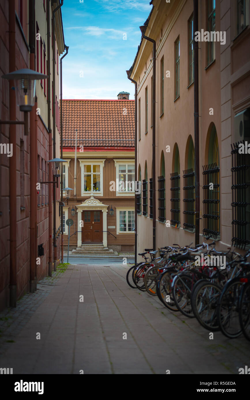 Old city street in Orebro, Sweden Stock Photo