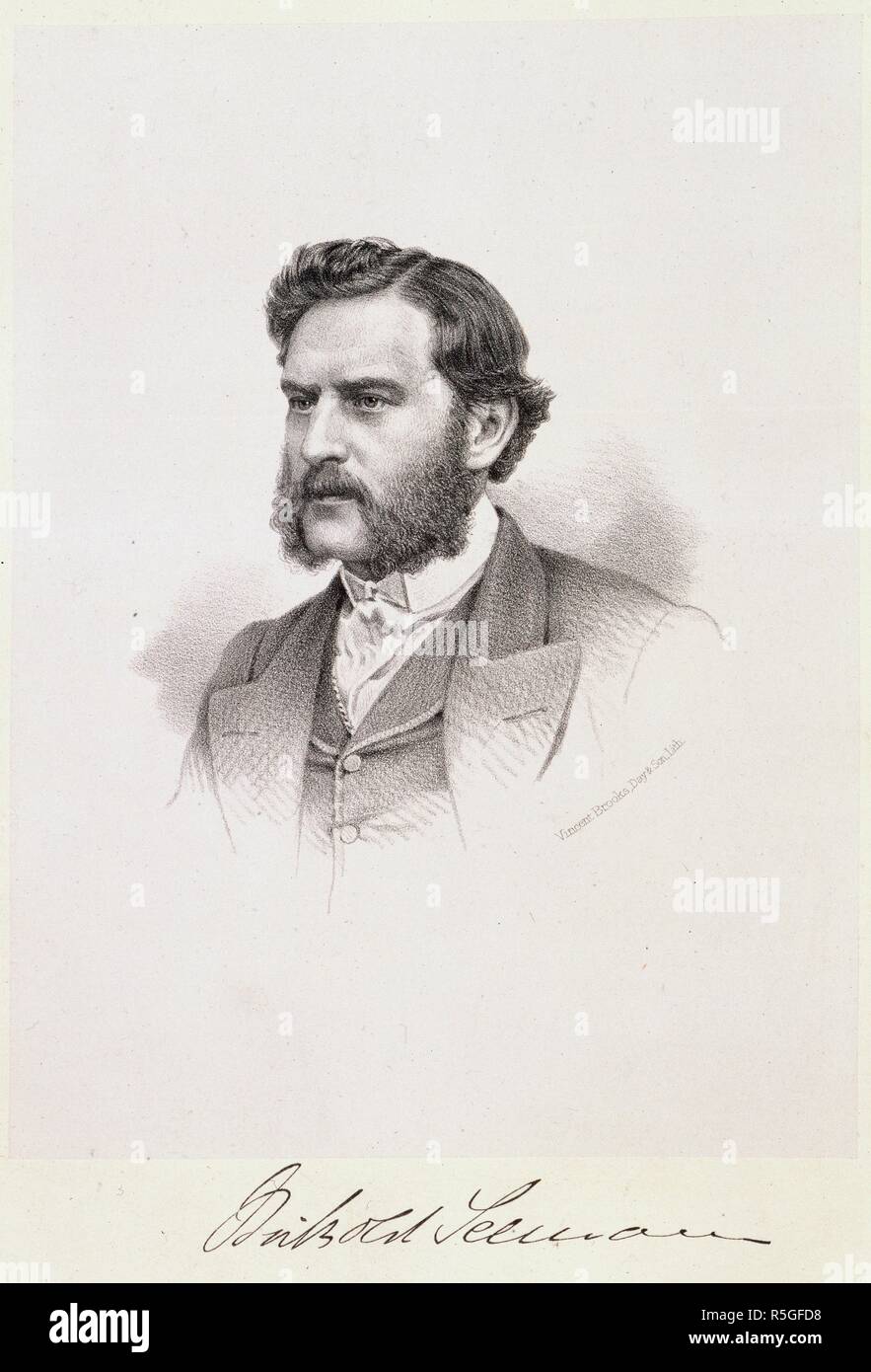 Carl Berthold Seemann.  Portrait of the author. Flora Vitiensis: a description of the plants of the Viti or Fiji Islands, with an account of their history, uses, and properties. London, 1865 - 1873. Source: 7033.l.4, opposite XXXI. Author: Seemann, Berthold Carl. Fitch, Walter. Stock Photo