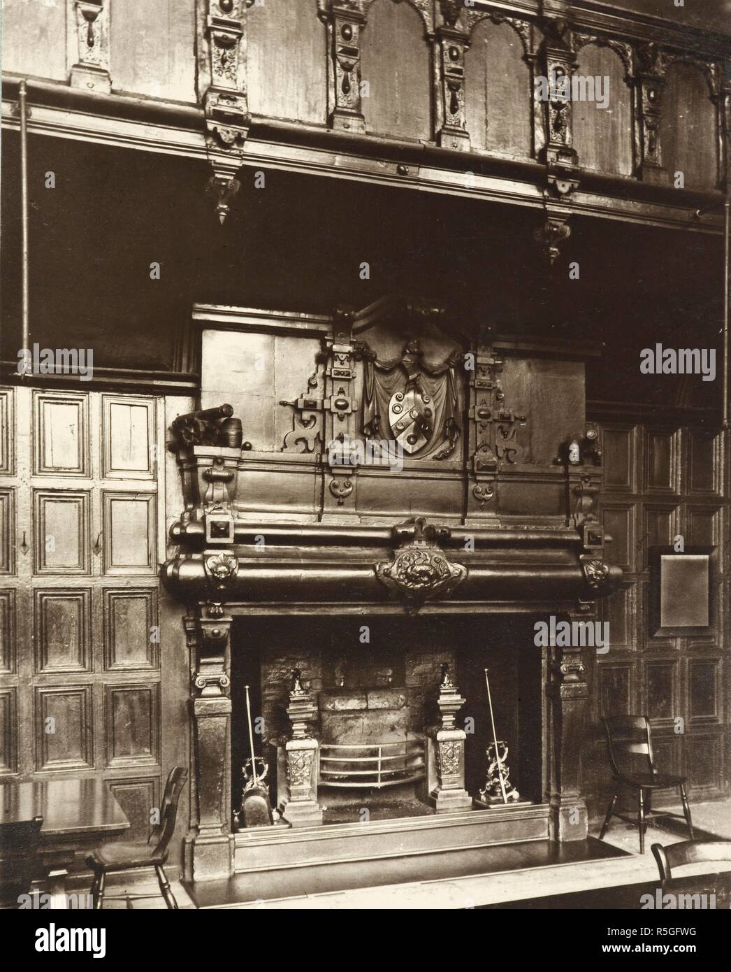 The Great Hall. The chimneypiece.The decorations of the interior, a most beautiful example of the Renaissance. One hundred and twenty plates with text, and fifteen unpublished plates. Society for photographing Relics of Old London. London, 1875. Source: Tab.700.b.3, plate 44. Stock Photo