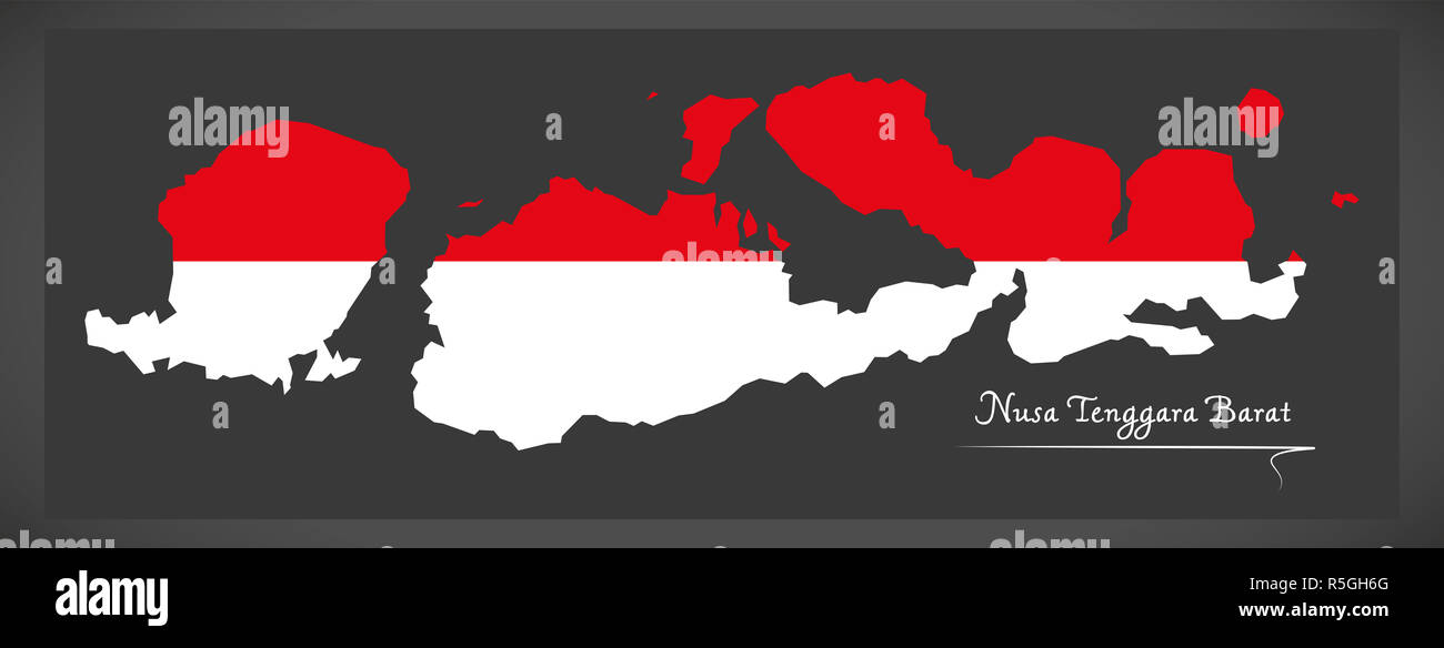 Nusa Tenggara Barat Map Nusa Tenggara Barat Indonesia Map With Indonesian National Flag  Illustration Stock Photo - Alamy