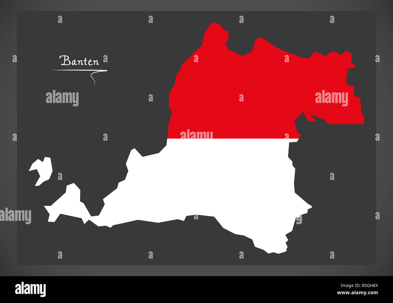 Banten Indonesia map with Indonesian national flag illustration Stock ...