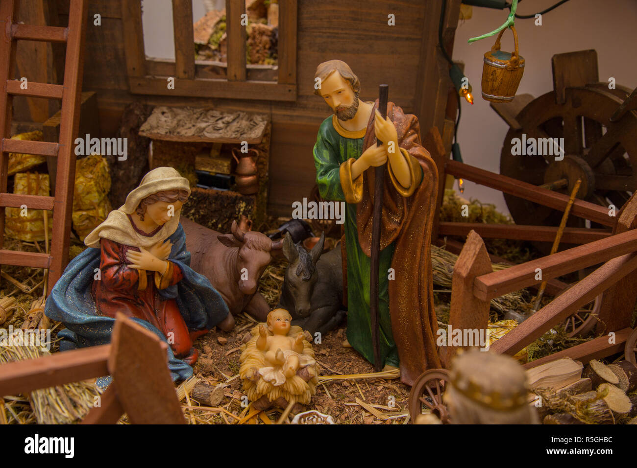 photo nativity model with lights Stock Photo - Alamy
