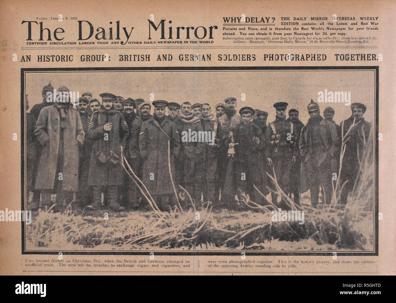 An historic group: British and German soldiers photographed together'. The  Christmas day truce. The Christmas truce was a series of widespread,  unofficial ceasefires that took place along the Western Front around  Christmas