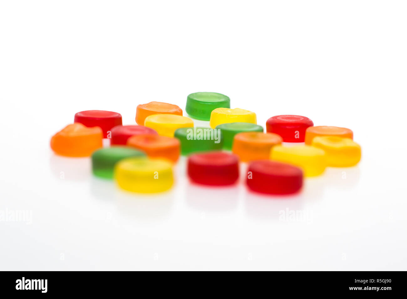 Round gummy candy isolated on white background Stock Photo