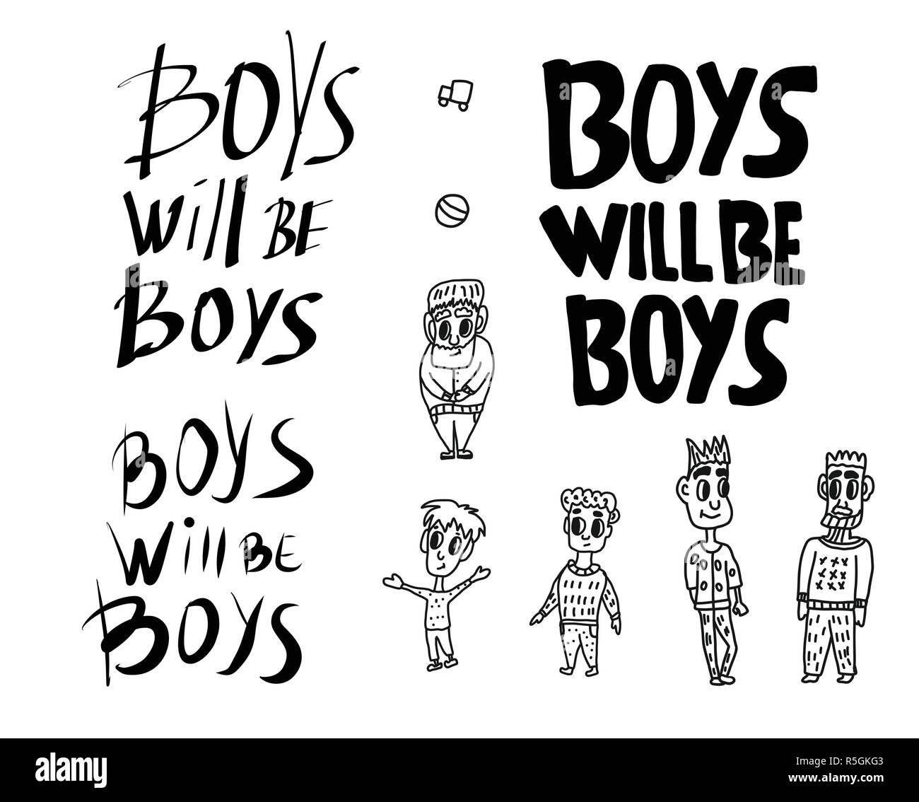 Boys Will Be Boys Quotes Boys Will Be Boys Quotes Set. Handwritten Lettering With Characters. Vector  Illustration Stock Vector Image & Art - Alamy