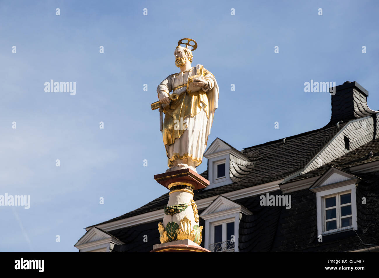 Trier, Germany. The Petrusbrunnen (Saint Peter fountain), a landmark