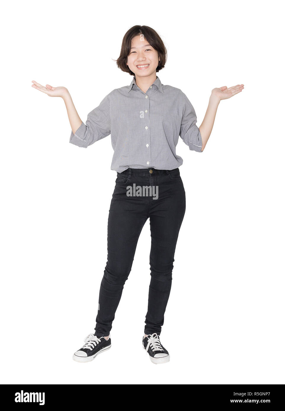 Close up female short hair with shirt Stock Photo - Alamy