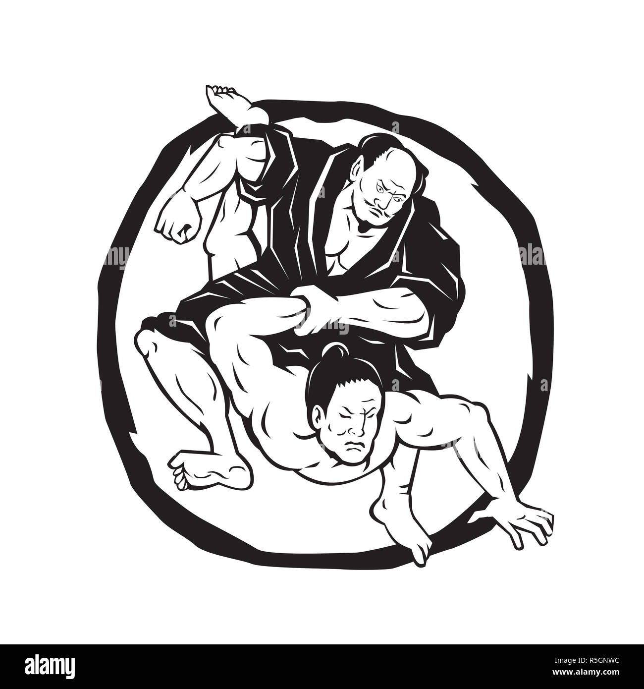 Samurai Jiu Jitsu Judo Fighting Drawing Stock Photo Alamy