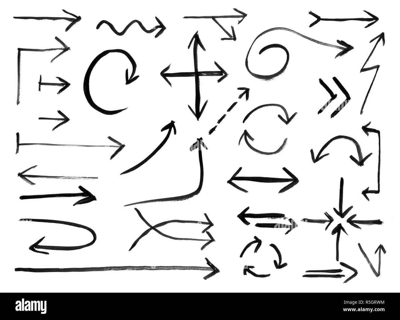 black-ink-hand-drawing-of-set-of-arrows-stock-photo-alamy