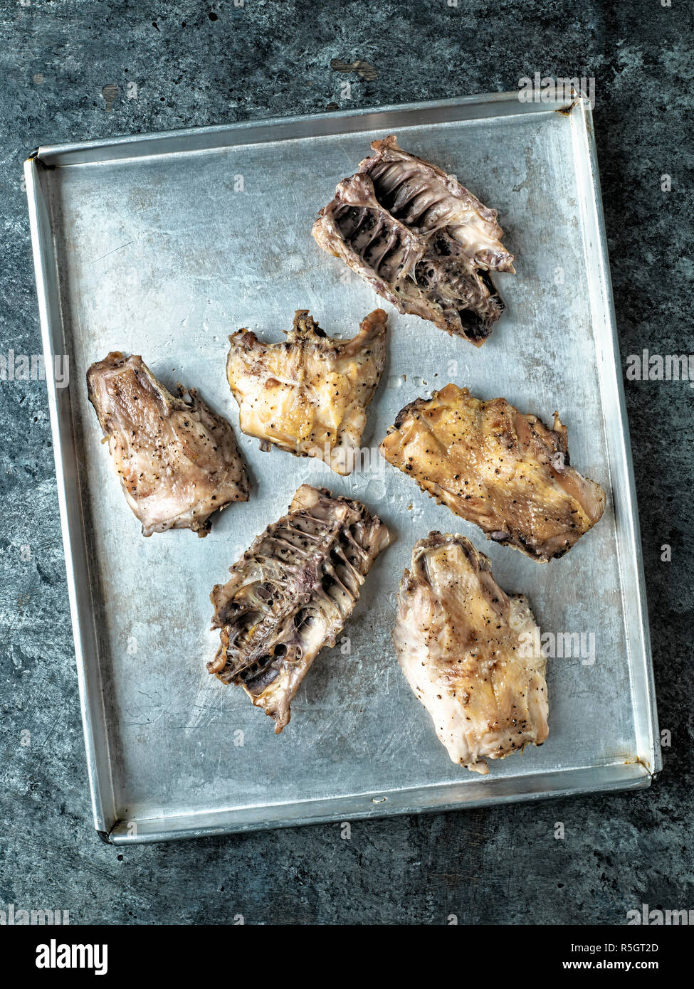 rustic chicken bones leftovers soup ingredient Stock Photo