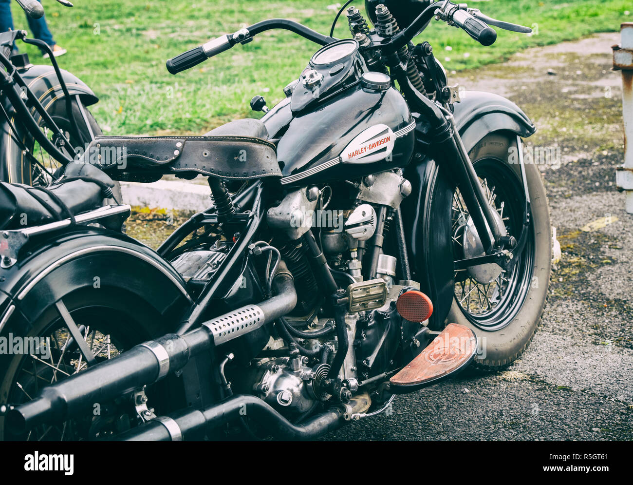 1946 Vintage Harley Davidson Knucklehead Motorcycle Bicester Heritage Centre Oxfordshire England Stock Photo Alamy