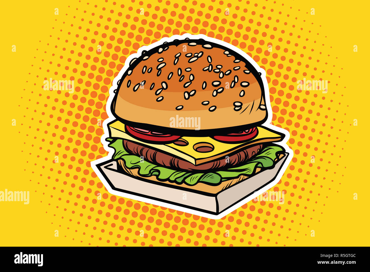 Burger pop art illustration Stock Photo - Alamy