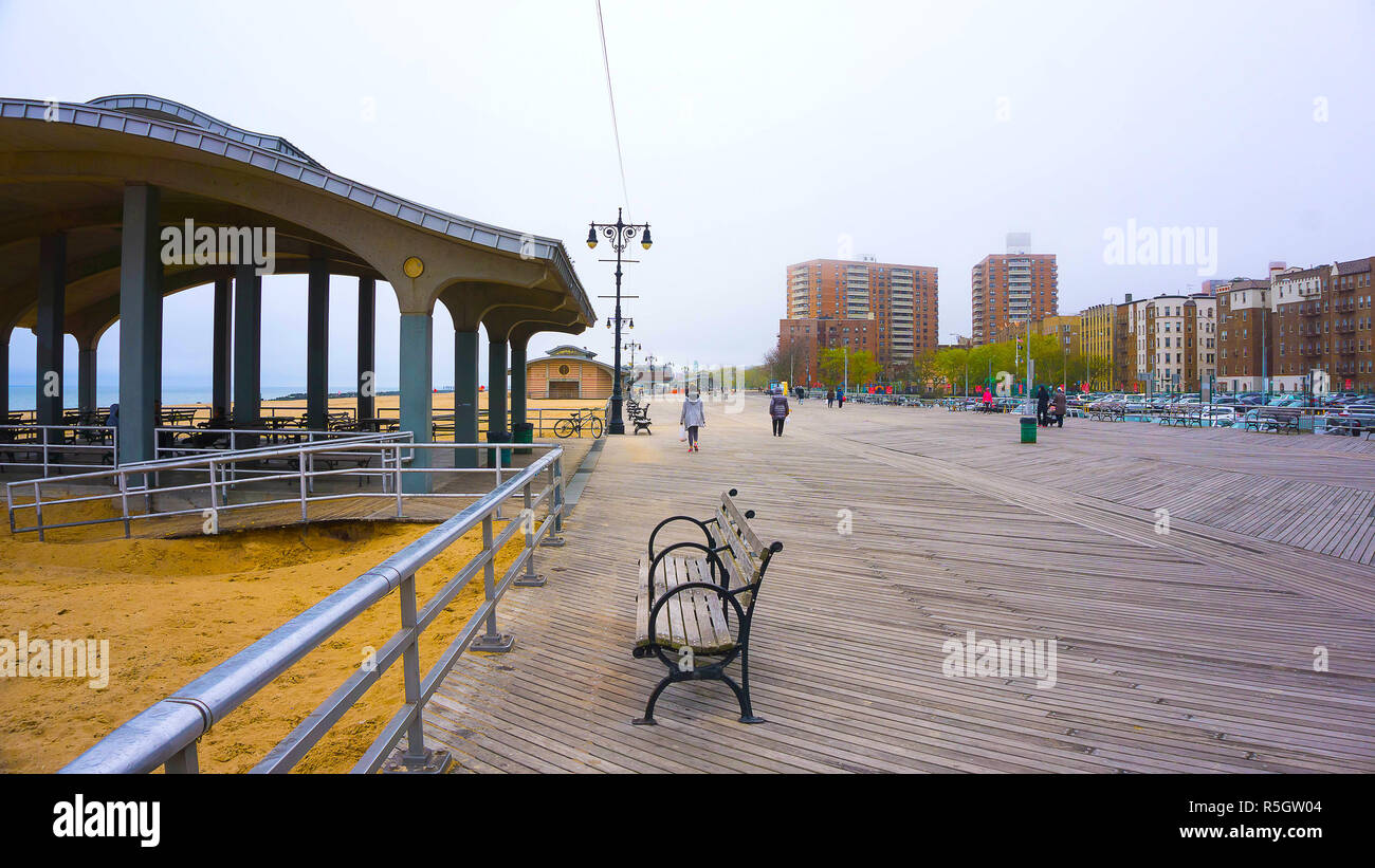 Coney Island boardwalk, Brighton beach, Brooklyn, USA Stock Photo