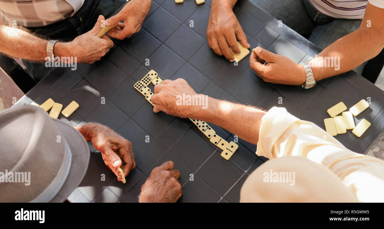 Elderly People Old Men Playing Domino For Fun Stock Photo