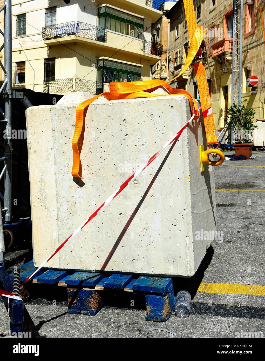 Concrete block being used as ballast Stock Photo Alamy