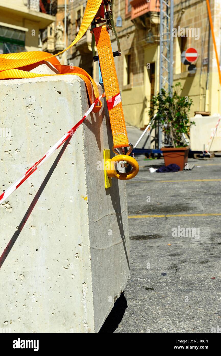 Concrete block being used as ballast Stock Photo Alamy