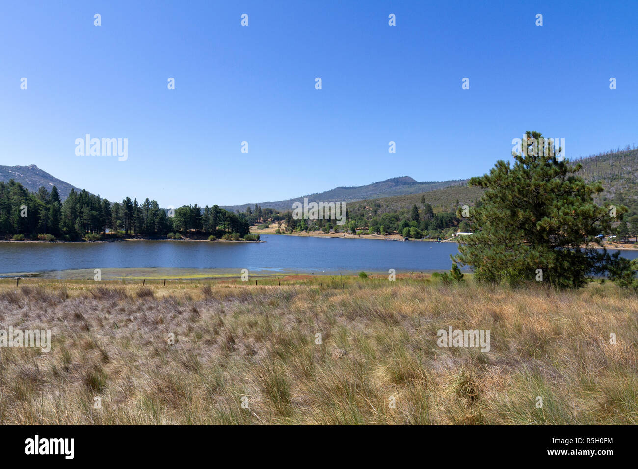 View across Lake Cuyamaca, California, United States towards Cuyamaca Rancho State Park. Stock Photo