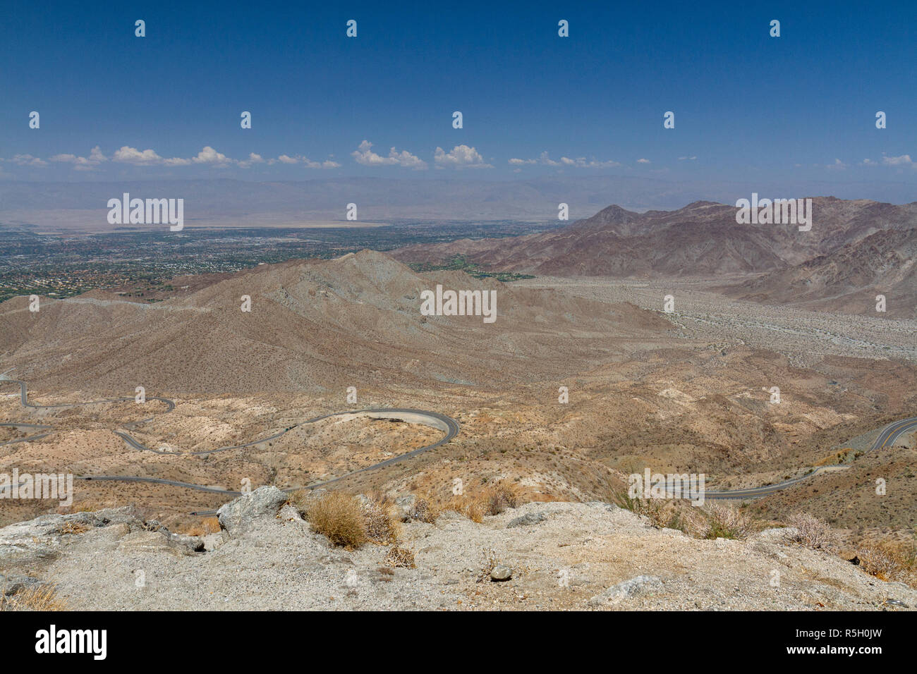 View from the Coachella valley vista point towards Palm Springs, California, United States. Stock Photo