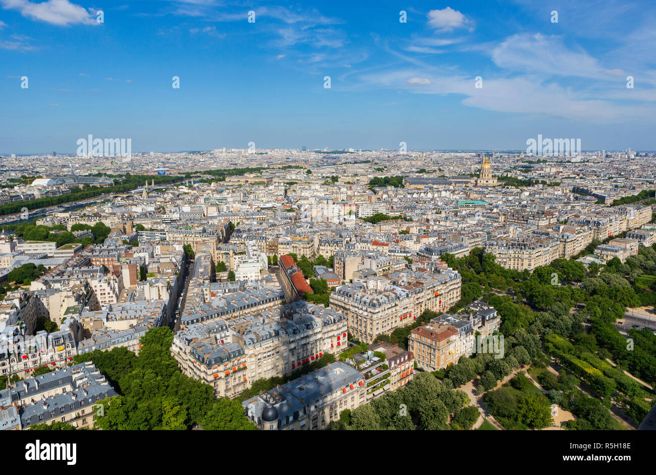 The city of Paris, France, seen from Eiffel Tower. Stock Photo